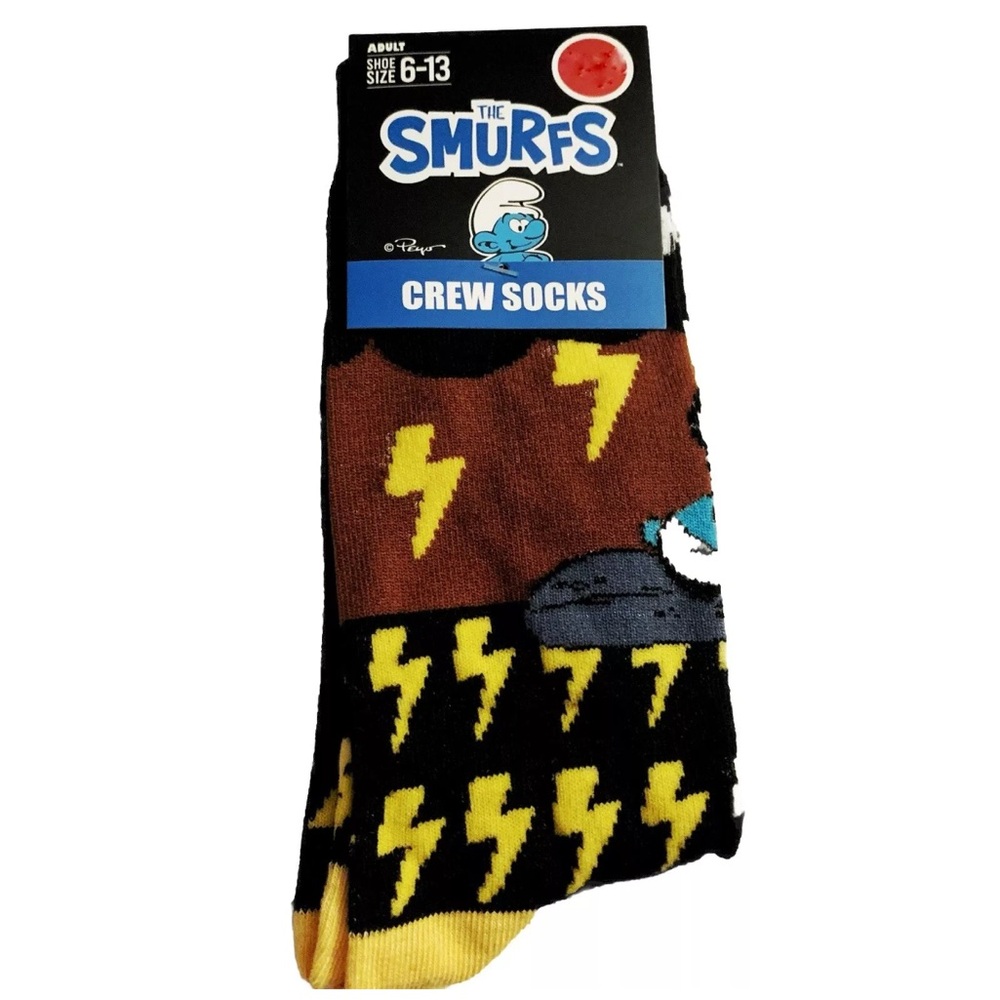 Smurfs Printed Crew Socks Nerd Cartoon Geeks Adult OS